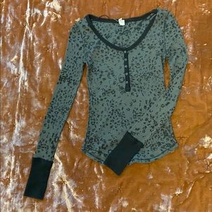 Free People Leopard Print Henley
